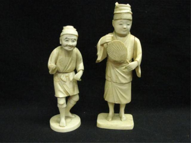 2 Ivory Figures. 1 as is. From