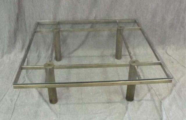 Midcentury Square Metal and Glass bd32d