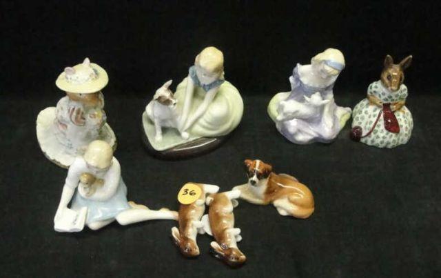 ROYAL DOULTON. 8 Animals & Female Figurines.