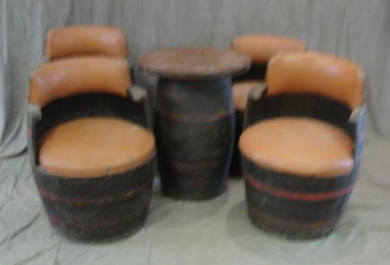 Art Deco Barrel Table and 4 Chairs