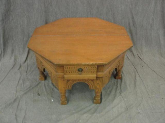 Oak Tudor Style Octagonal Flip Top Coffee