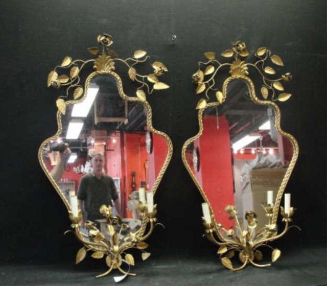 Pair of Mirrored Floral Form Sconces  bd986
