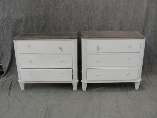 Pair of 3 Drawer White Painted