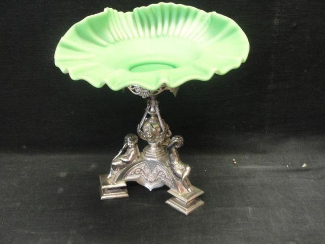 Victorian Silverplate Glass Epergne  bd9a8