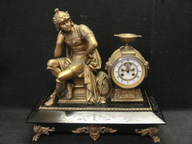 Antique Metal Figural Mantle Clock.