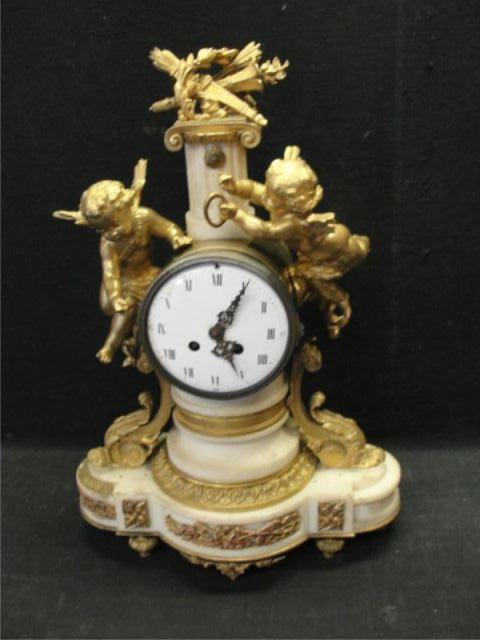 Dore Bronze and Marble Clock. As