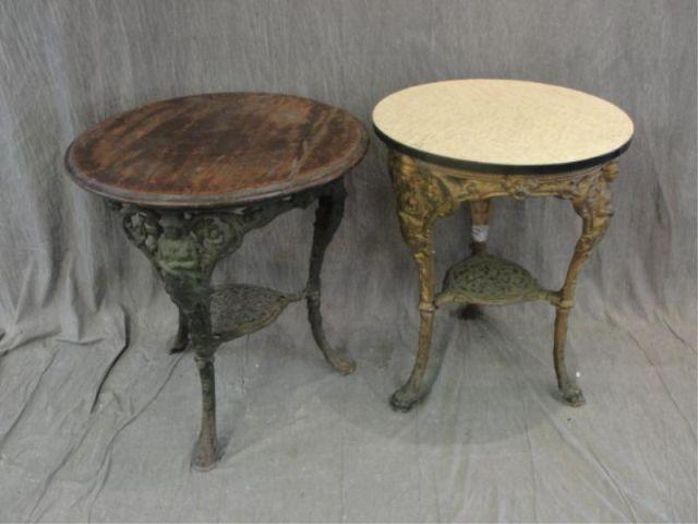 Pair of English Metal Wood Top Tavern