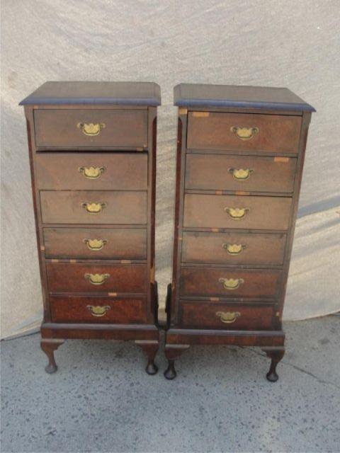 Pair of Queen Anne Style 6 Drawer