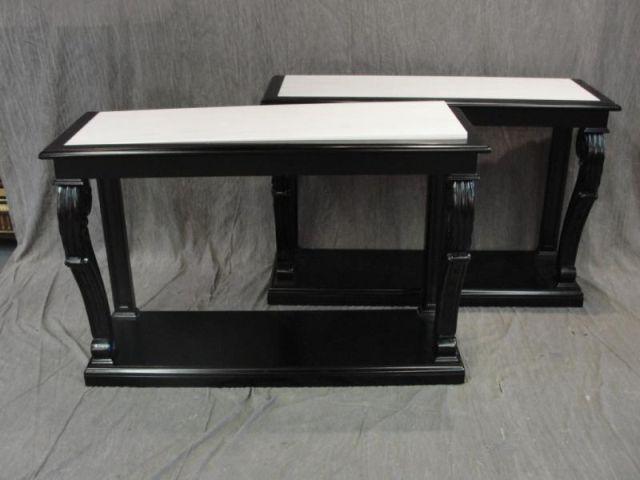 Pair of Black Lacquer Empire Style