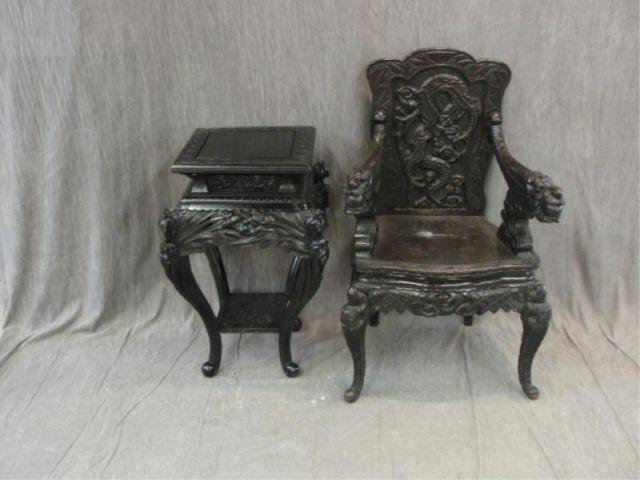 Asian Highly Carved Arm Chair together bd9eb