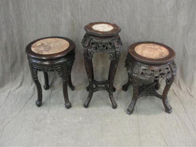 3 Asian Style Highly Carved Marbletop bd9f2