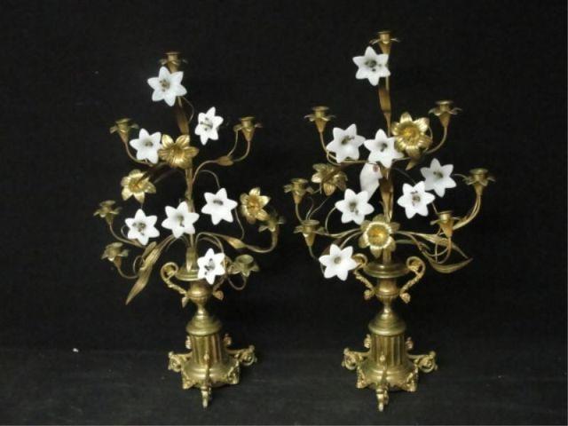 Pair of Dore Bronze Floral Form