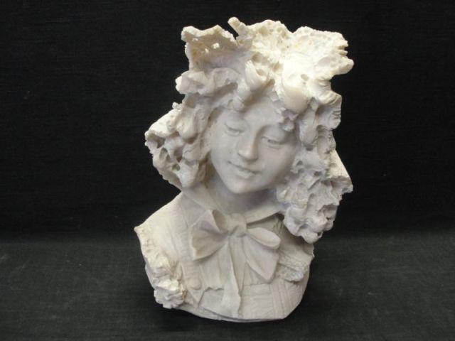 Marble Bust of a Girl As is From bda3d