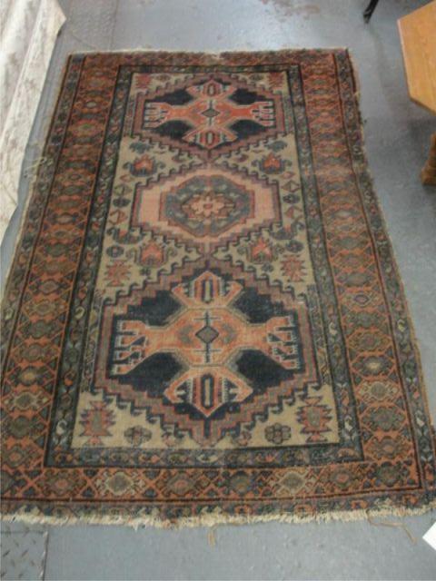Antique Throw Rug As is with wear bda41
