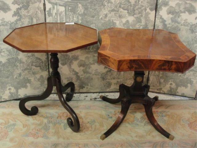 Two Mahogany Pedestal End Tables.