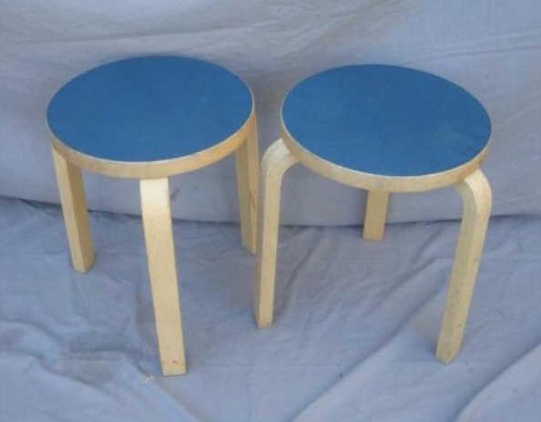 Pair Alvar Aalto Midcentury Stools.