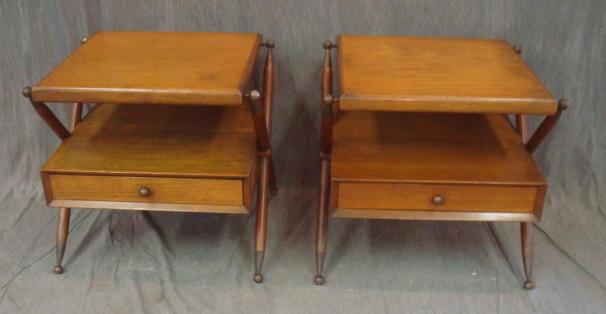 Pair of Midcentury Two Tier 1 Drawer