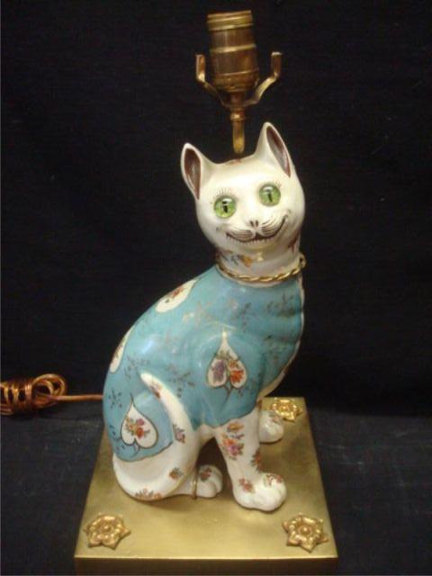 Cat Form Lamp on Brass Base with