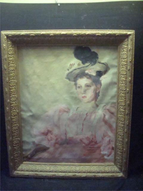Oil on Canvas of a Lady in a Pink Dress