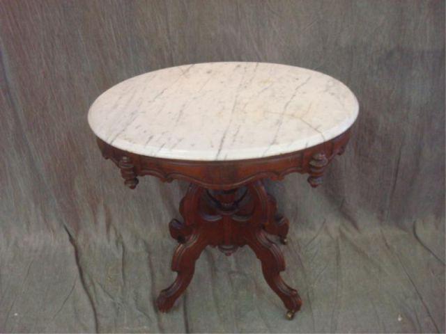 Victorian Marbletop Oval Center Table.