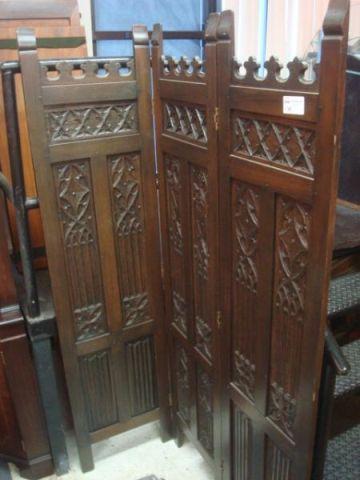 3 Panel Highly Carved Oak Screen  bdabe