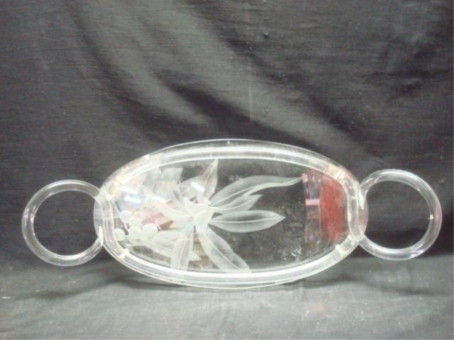 Signed Art Deco Glass Vanity Tray.