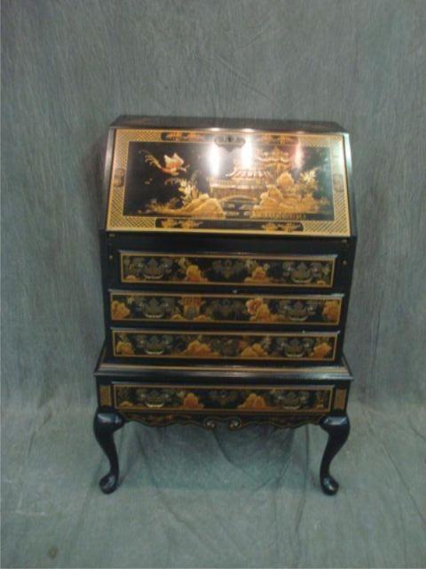 Chinoiserie Decorated Slant Front Desk.