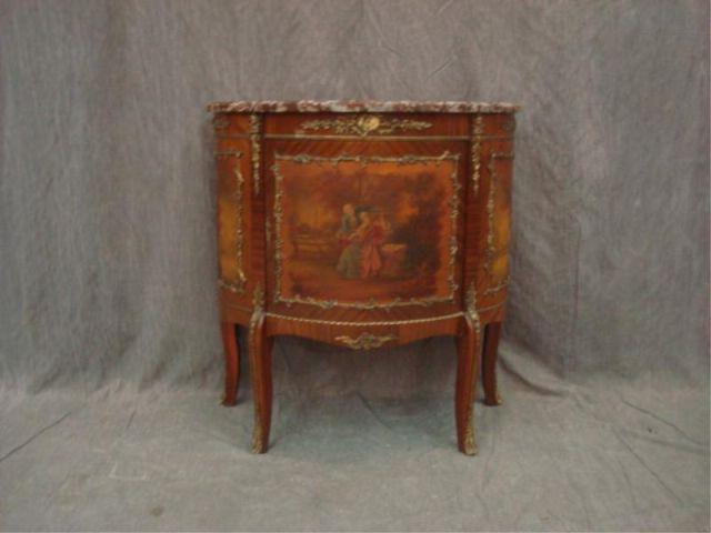 Paint Decorated Marbletop Commode with