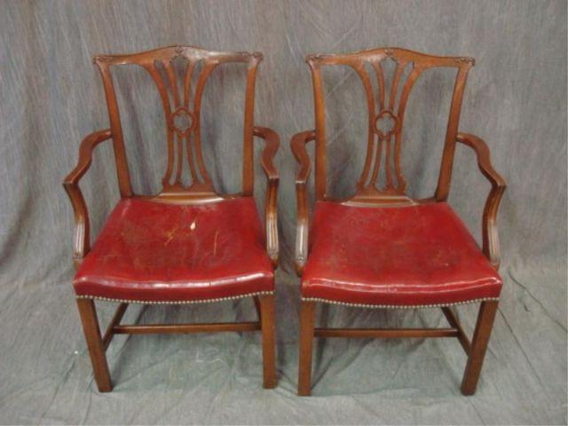 Pair of Georgian Mahogany Arm Chairs.
