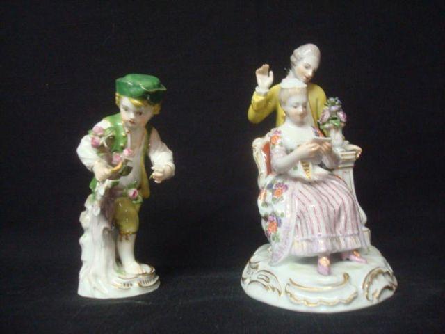 MEISSEN. 2 Porcelain Figurines. Man