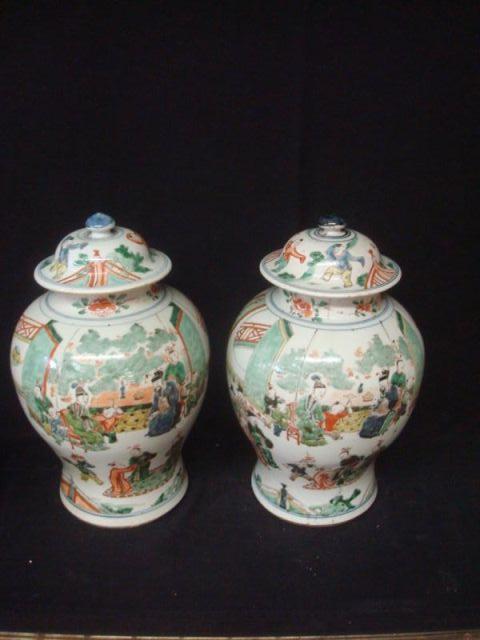 Pair of Asian Porcelain Lidded bdcc1