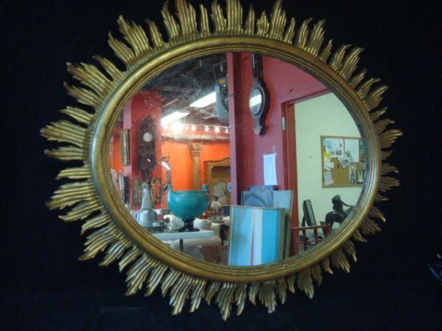 Giltwood & Carved Sunburst Mirror.