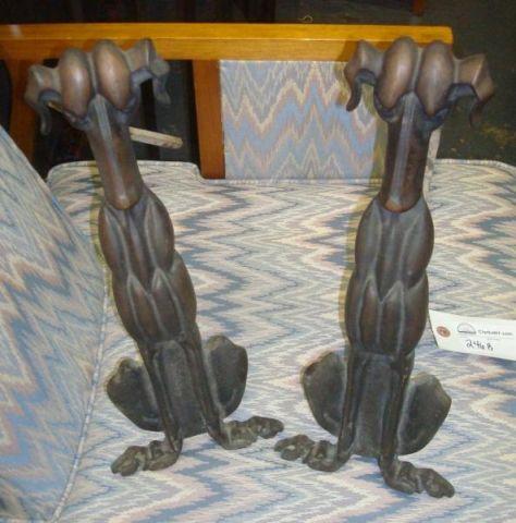 Pair of Dog Form Andirons. In form