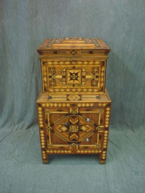 Marquetry Inlaid Cabinet. The inside