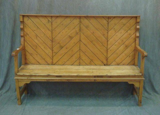 Pine High Back Bench. From a Bedford