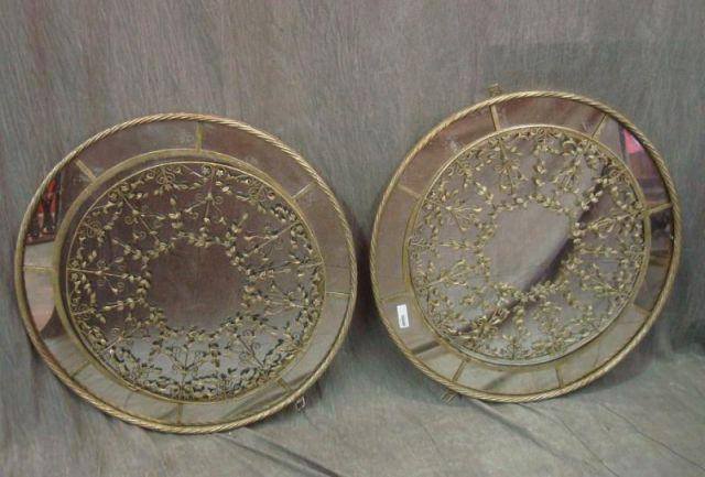 Pair of Patinated Metal Mirrors