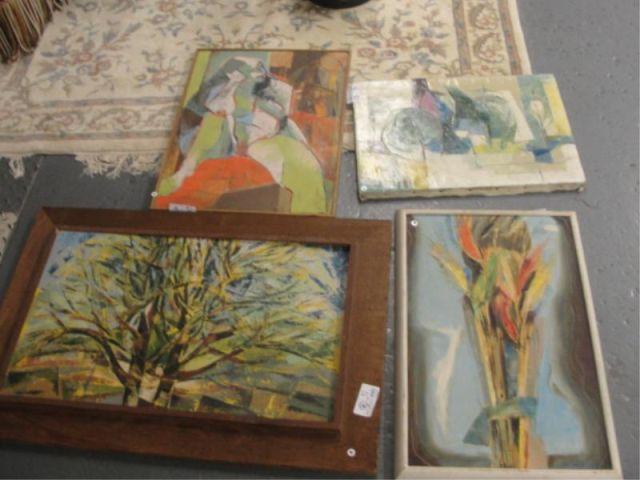 Lot of 4 Midcentury Paintings.