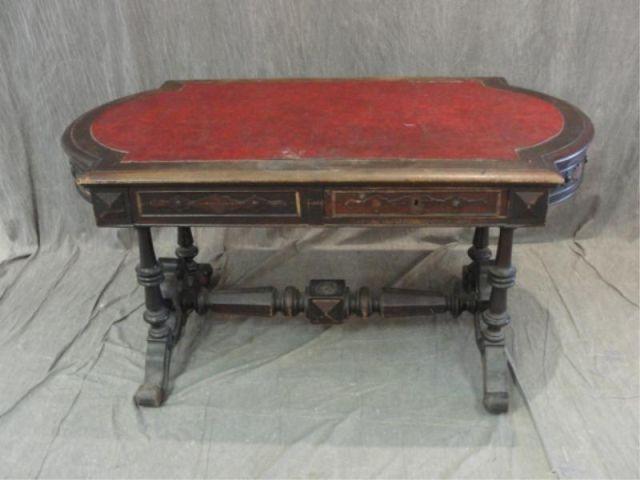 Victorian Leathertop Desk. 2 Drawers,