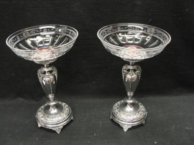 Pair of Silverplate & Crystal Tazzas.
