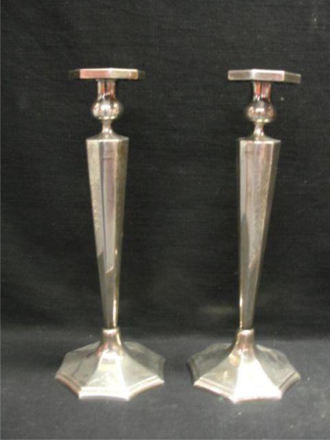 Sterling Pair of Art Deco Candlesticks  bdd8b