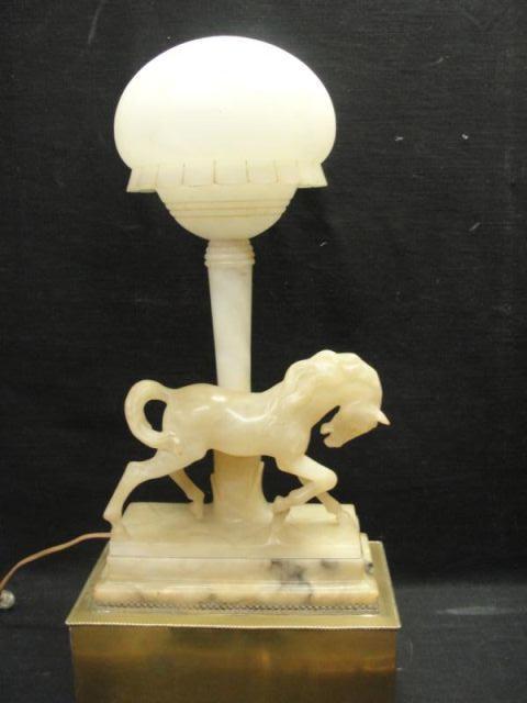 Alabaster Lamp on a Gilt Metal