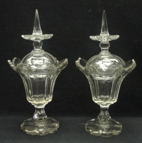 Pair of 19 Cent Cut Glass Lidded bdde3