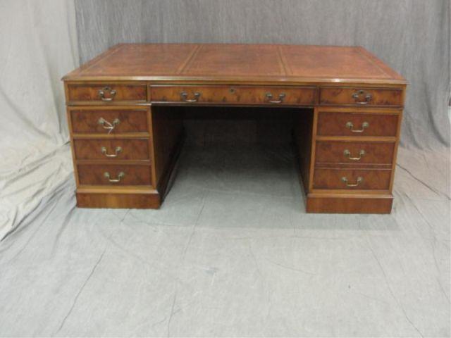 Yew Wood Georgian Style Leathertop