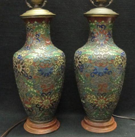 Pair of Asian Cloisonne Lamps  bde0e