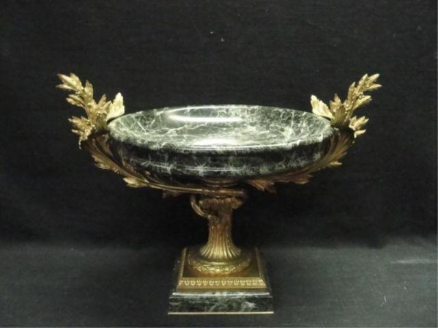 Gilt Metal and Green Veined Marble Tazza.