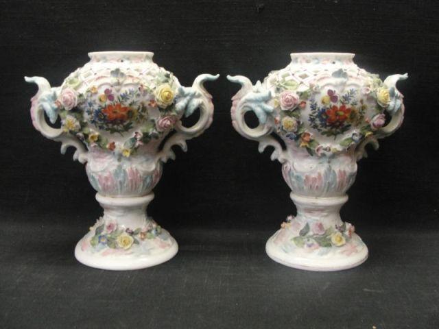 Pair of Vienna Porcelain Urns.