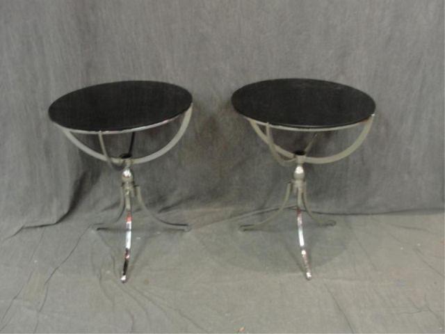 Pair of Steel Pedestal and Glass bde4c