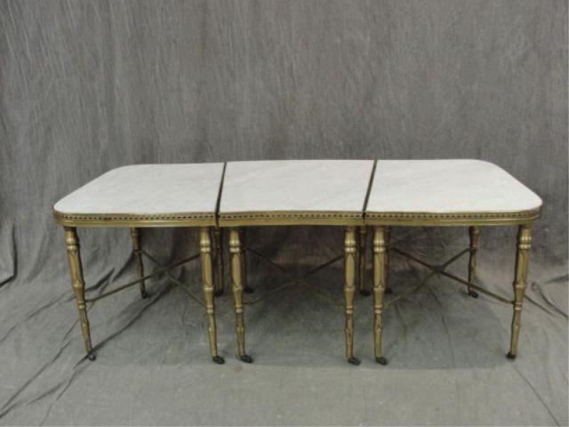 3 Part Gilt Metal and Marble Table.