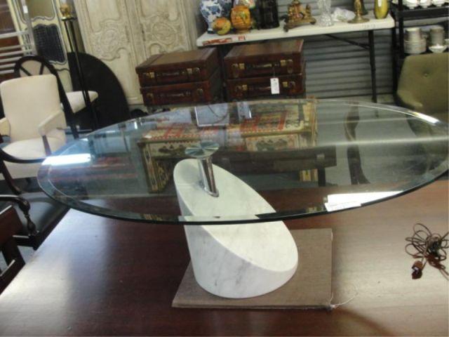 Glass Top and Marble Base Coffee Table.