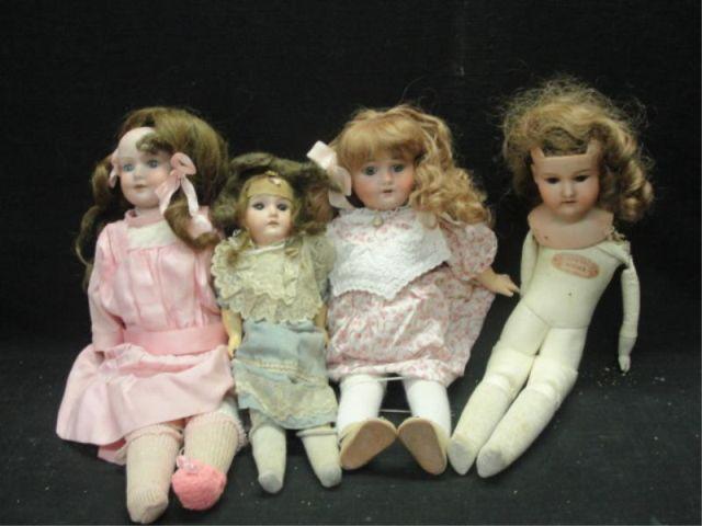 Four Porcelain Head Dolls A M bde57